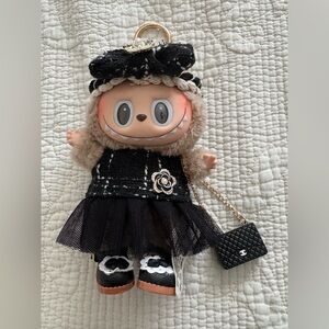 Labubu Toffee Monster Key Chain Bag Charm Plush Dressed in Coco Inspired Outfit